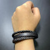 Black Leather Bracelet for Men & Boys – Magnetic Clasp Beaded Evil Eye Bracelet with Stainless Steel