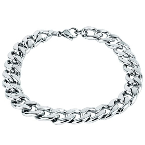 Silver-Plated Stainless Steel Bracelet for Men – Stylish Chain Bracelet for Boys, 8.5 Inches