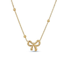 Gold-Plated Bow Necklace Set for Women & Girls – Anti-Tarnish Waterproof Stainless Steel Pendant Chain