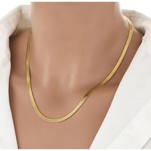 Laira Jewels Adjustable Gold-Plated Snake Chain Necklace 18-Inch – Waterproof Anti-Tarnish Unisex Necklace for Men & Women