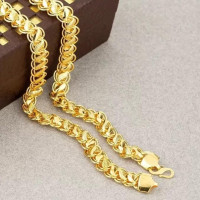 Laira Jewels Stylish Gold-Plated Stainless Steel Lotus Chain for Men – Golden Neck Chain for Boys & Gents