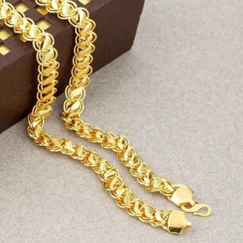 Laira Jewels Stylish Gold-Plated Stainless Steel Lotus Chain for Men – Golden Neck Chain for Boys & Gents