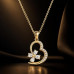 Gold Heart Pendant Necklace for Women & Girls – Butterfly AD Stone Love Charm Locket with Adjustable Chain