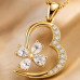 Gold Heart Pendant Necklace for Women & Girls – Butterfly AD Stone Love Charm Locket with Adjustable Chain