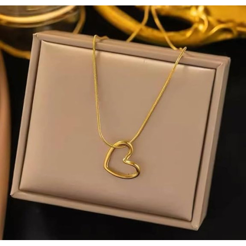 Heart Pendant Gold-Plated Necklace for Women & Girls – Anti-Tarnish Stainless Steel Love Locket