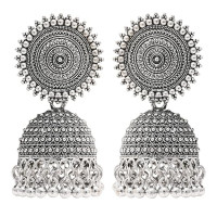 Traditional Lightweight Oxidised Jhumka Earrings for Women – Ethnic Silver-Tone Earrings