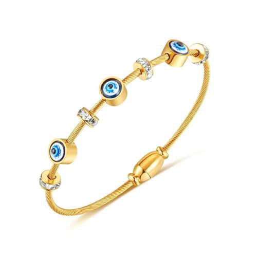 Gold-Plated Evil Eye Adjustable Bracelet for Women & Girls – Stainless Steel Friendship Bracelet