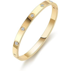 Laira Jewels Gold-Plated Stainless Steel Openable Crystal Bracelet for Women – Anti-Tarnish Cuff Bangle