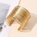 Gold-Plated Multi-Layer Wire Cuff Bracelet for Women & Girls – Wide Open Lightweight Statement Bangle