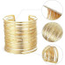 Gold-Plated Multi-Layer Wire Cuff Bracelet for Women & Girls – Wide Open Lightweight Statement Bangle