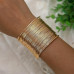 Gold-Plated Multi-Layer Wire Cuff Bracelet for Women & Girls – Wide Open Lightweight Statement Bangle