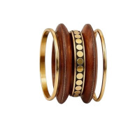 Wooden Statement Bangles for Women – Ethnic Studded Kada Set in Sizes 2–6