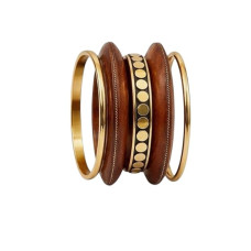 Wooden Statement Bangles for Women – Ethnic Studded Kada Set in Sizes 2–6