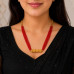 Nepali Pahadi Mangalsutra for Women – Red Maili Tilhari Pote Mala with Gold-Toned Pendant