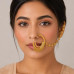 Pahadi Nath for Women – Gold-Toned Bridal Nose Ring with Red & White Stones and Side Chain