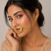 Pahadi Nath for Women – Gold-Toned Bridal Nose Ring with Red & White Stones and Side Chain