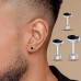 Silver-Plated Stainless Steel Black Tone Stud Earrings for Boys & Men – Single Ear Studs Combo Set in Multiple Sizes