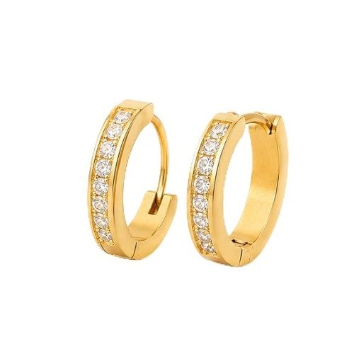 Premium Gold Huggie Hoop Earrings for Women & Men – Gold-Plated Anti-Tarnish Stainless Steel CZ Hoops