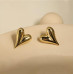 Korean Style Gold Heart Shape Statement Earrings for Women – Modern Designer Metal Studs