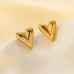 Korean Style Gold Heart Shape Statement Earrings for Women – Modern Designer Metal Studs