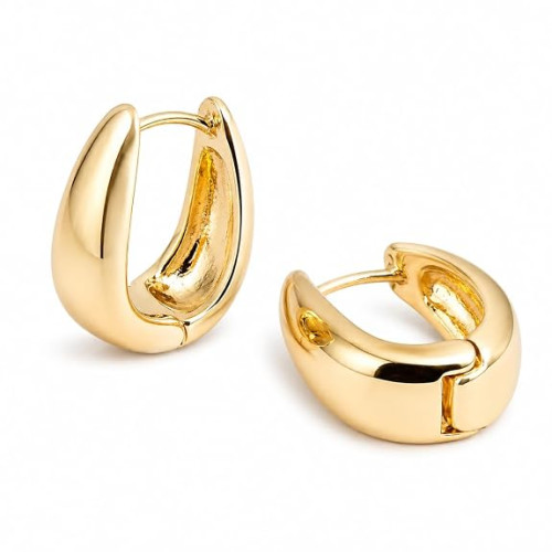 Chic Chunky Oval Huggie Hoop Earrings for Women & Girls – Stylish Gold Bali Korean Fashion Earrings