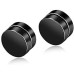 Magnetic Non-Piercing Earrings Set for Men – Black Round Clip-On Punk Style Stainless Steel Studs Combo Pack