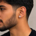 4mm 18K Silver-Plated Stainless Steel Stud Earrings for Men & Boys – White Stone Flat Back Screw Cartilage Earrings
