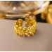 Anti-Tarnish Leaf Open Band Ring for Women & Girls – Adjustable Chunky Statement Ring